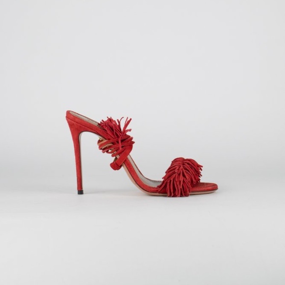 Aquazzura Wild Thing Fringe Suede Sandals - Picture 1 of 10